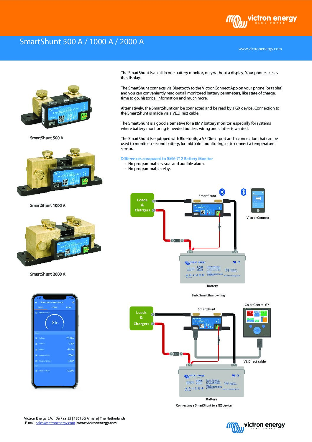 Victron SmartShunt 500A / 50mV - Bluetooth Battery Shunt (SHU050150050) -  Solar Batteries Online