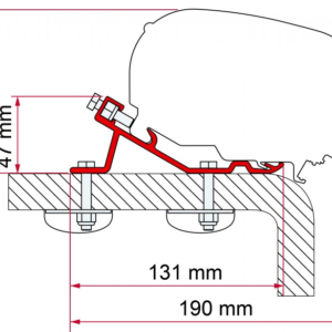 Fiamma F80 awning mounting bracket diagram