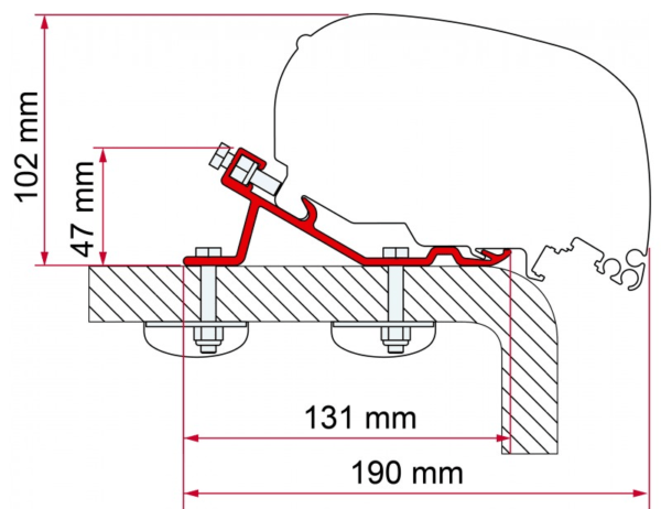 Fiamma F80 awning mounting bracket diagram