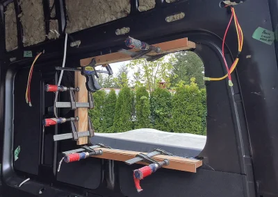 cutting out window opening on Sprinter Van