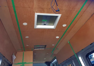 installing roof panels in Mercedes Sprinter Van conversion