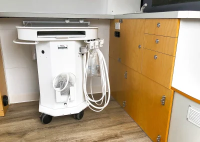 cupboard area of Sprinter Van conversion for dental office