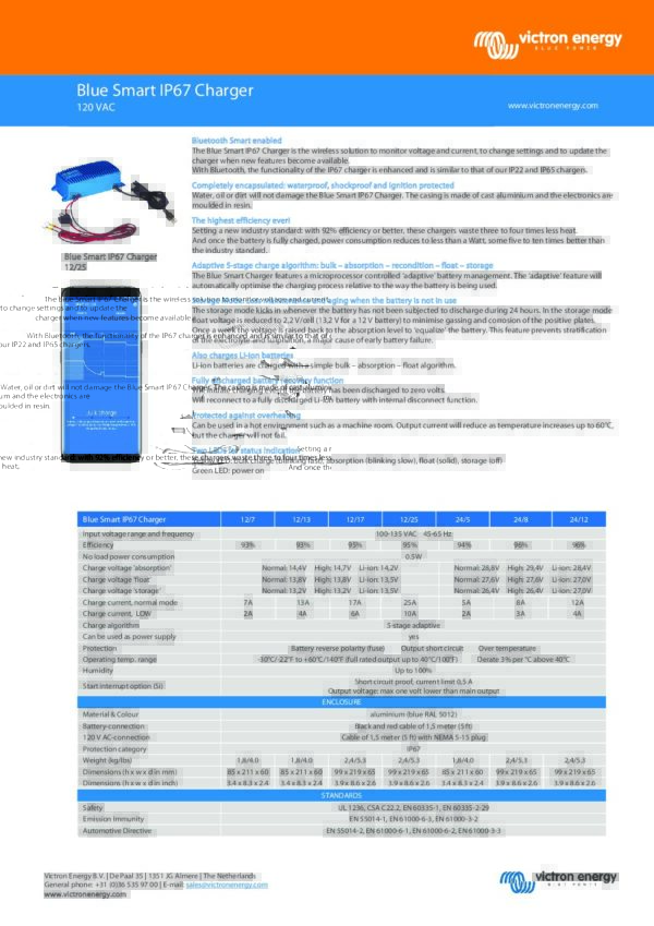 Blue Smart IP67 Charger 12/7(1) 120V NEMA 5-15 BPC120715106  Victron - Image 2